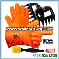 Silicone BBQ /Cooking Gloves and Meat Shredder claws Basting Brush silicone BBQ grill gloves set