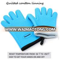 manufacturer Kitchen Cooking Gloves Microwave Oven Non-slip Mitt Heat Resistant Silicone Gloves Cooking Baking BBQ Gloves Five