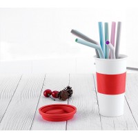 Reusable folding bpa free flexible soft drinking silicone straws