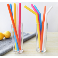 Reusable high quality Silicone Straight Drinking Straws with Cleaning Brushes